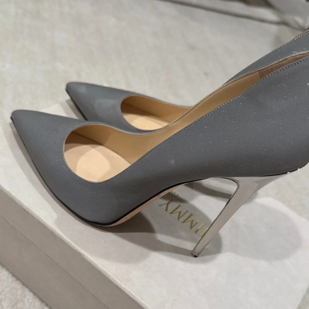 Jimmy Choo Anouk reflective Silver Heels - Picture 9 of 11